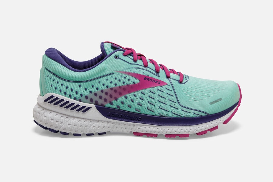 Brooks Running Shoes Womens Turquoise/Pink - Adrenaline GTS 21 Road - 2574-OVYRK